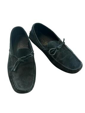 Tod’s Black Suede Driving Loafers Men’s Size 8 Gommino Moccasin Italy